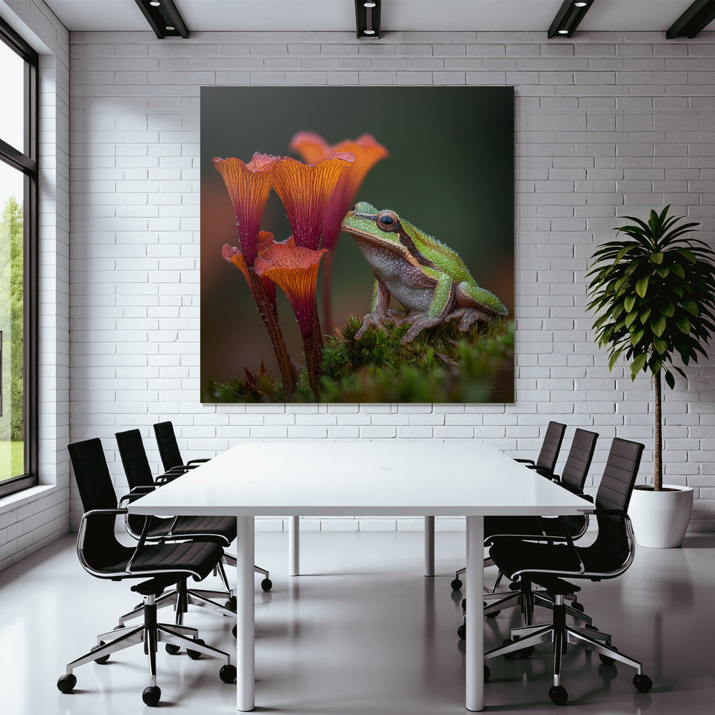 Gruner Frosch Zwischen Bunten Blumen