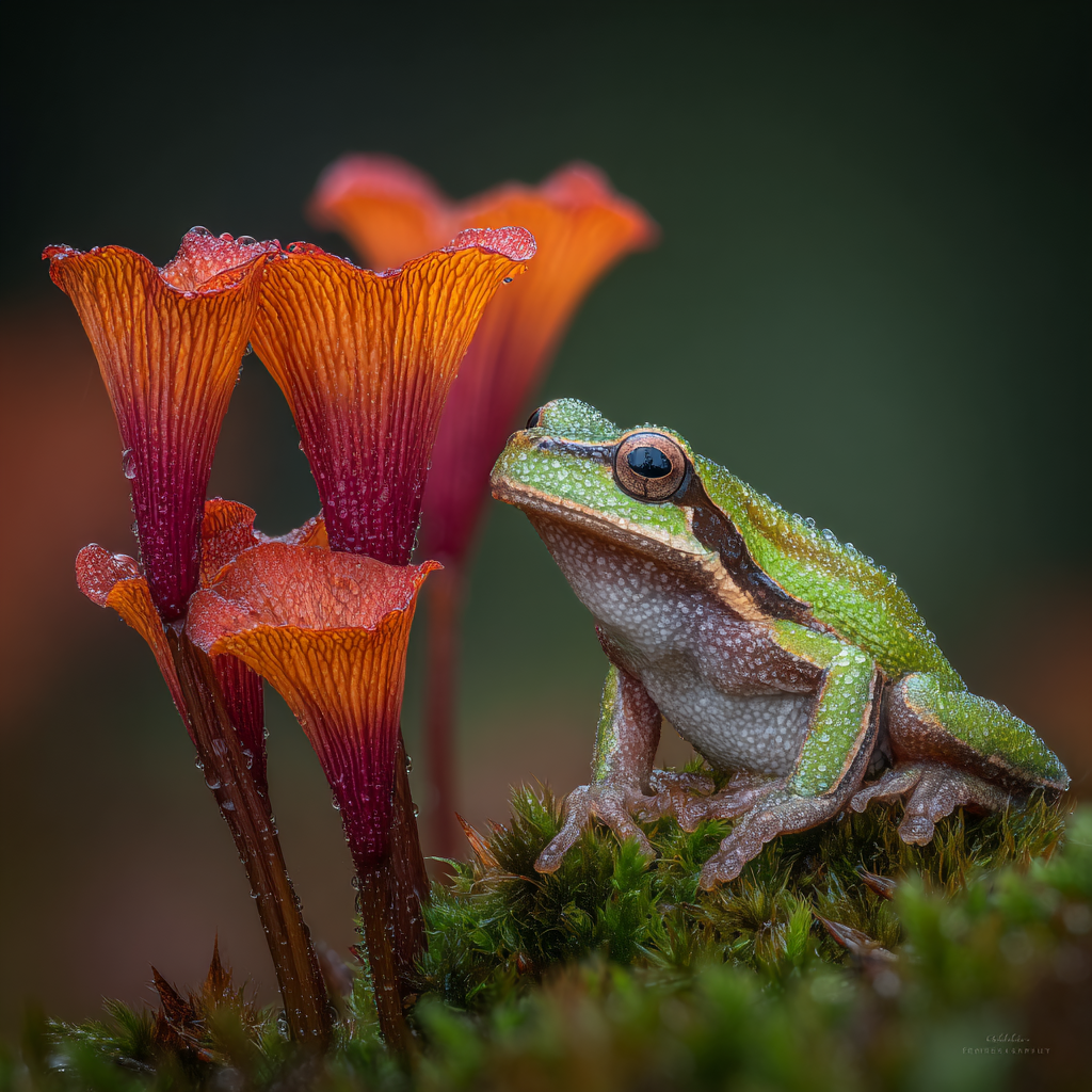 Gruner Frosch Zwischen Bunten Blumen | Insekten und Amphibien | Tiere