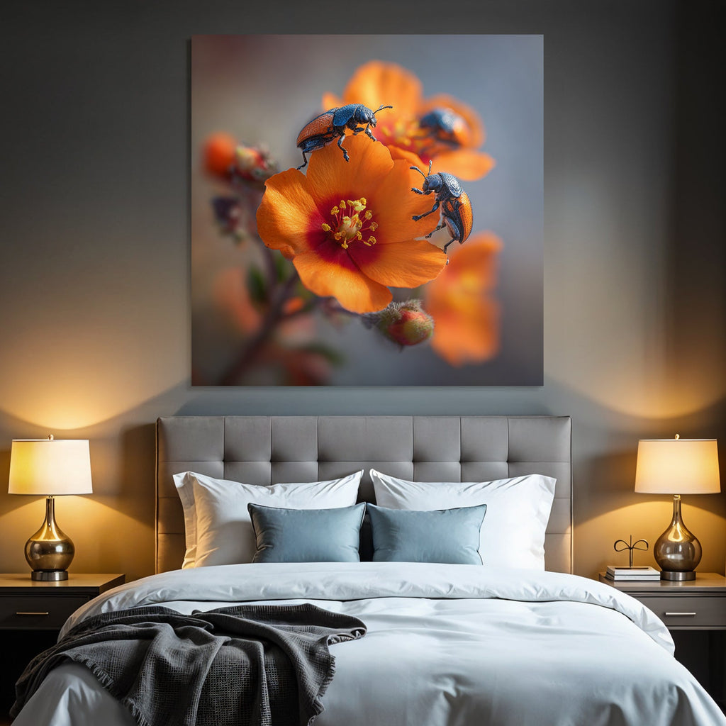 Mehrere Käfer Auf Einer Orangen Blume