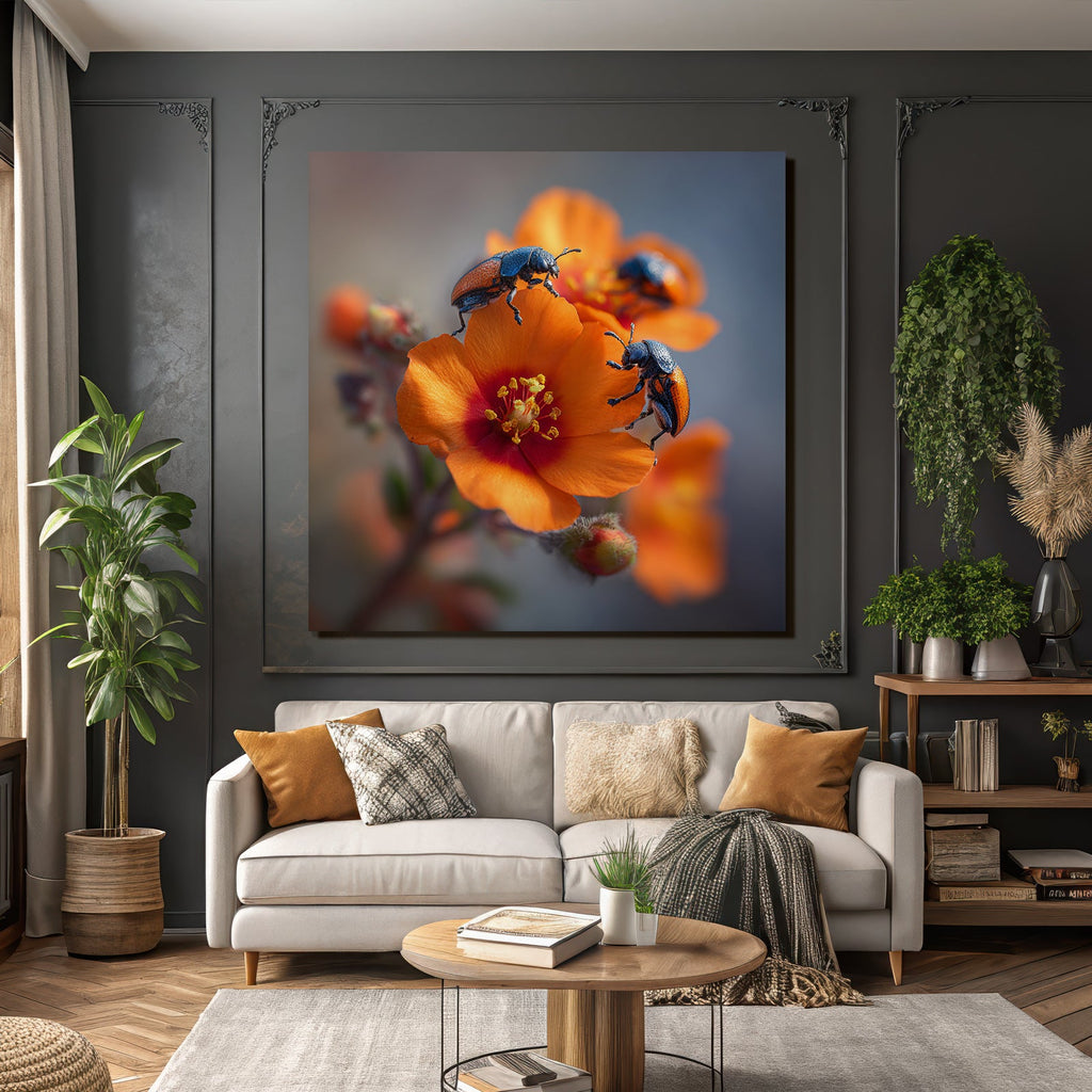 Mehrere Käfer Auf Einer Orangen Blume