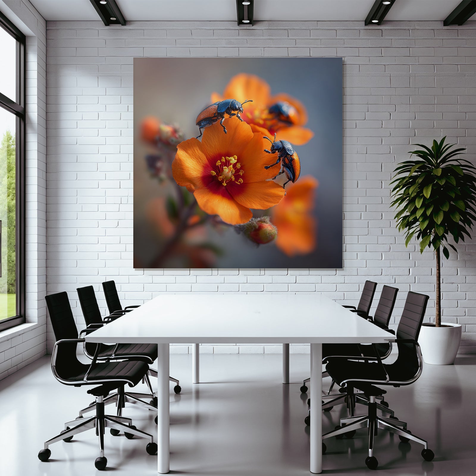 Mehrere Käfer Auf Einer Orangen Blume