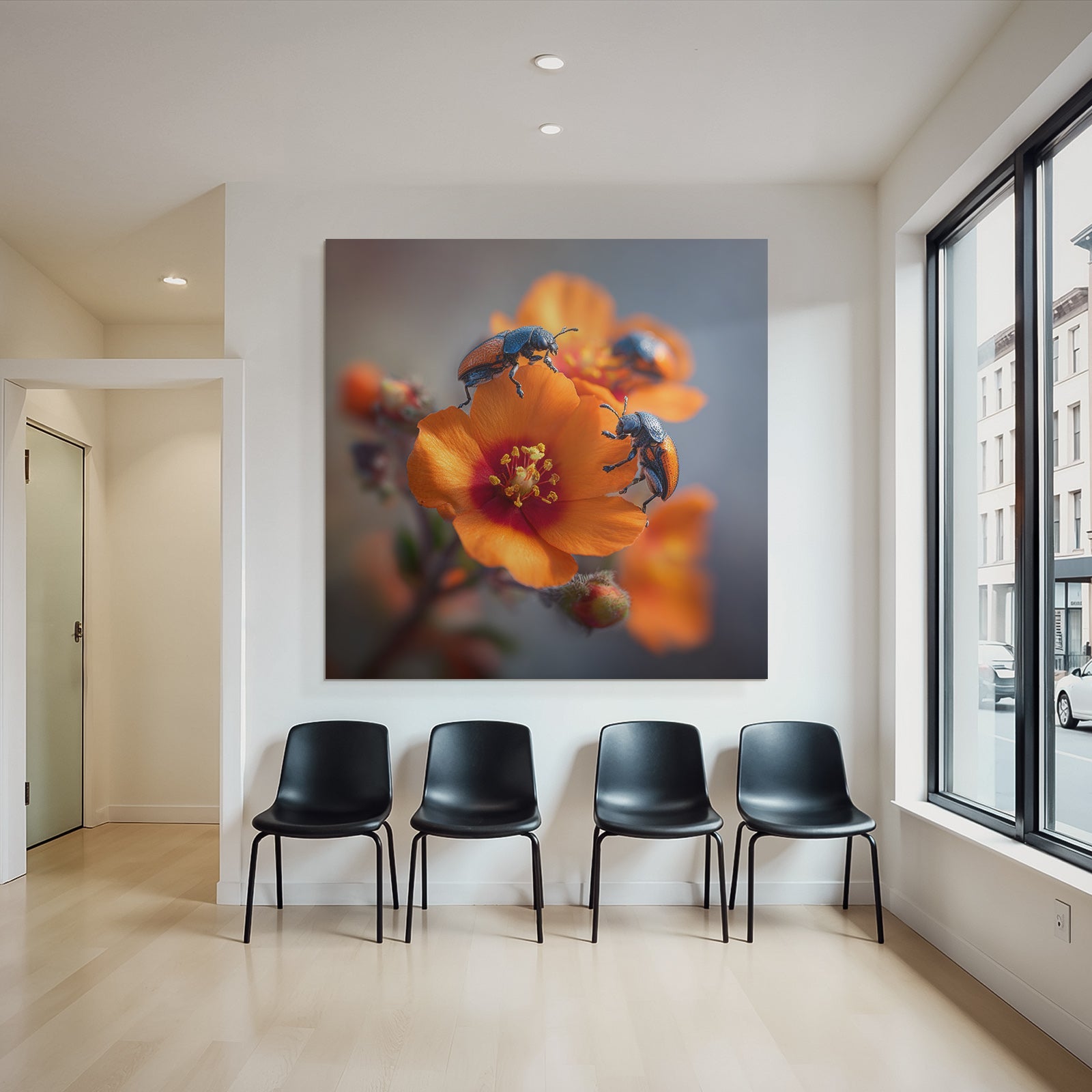 Mehrere Käfer Auf Einer Orangen Blume