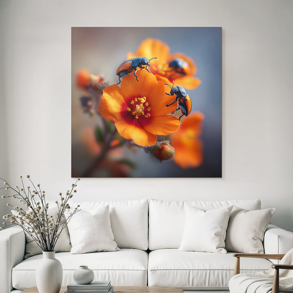 Mehrere Käfer Auf Einer Orangen Blume