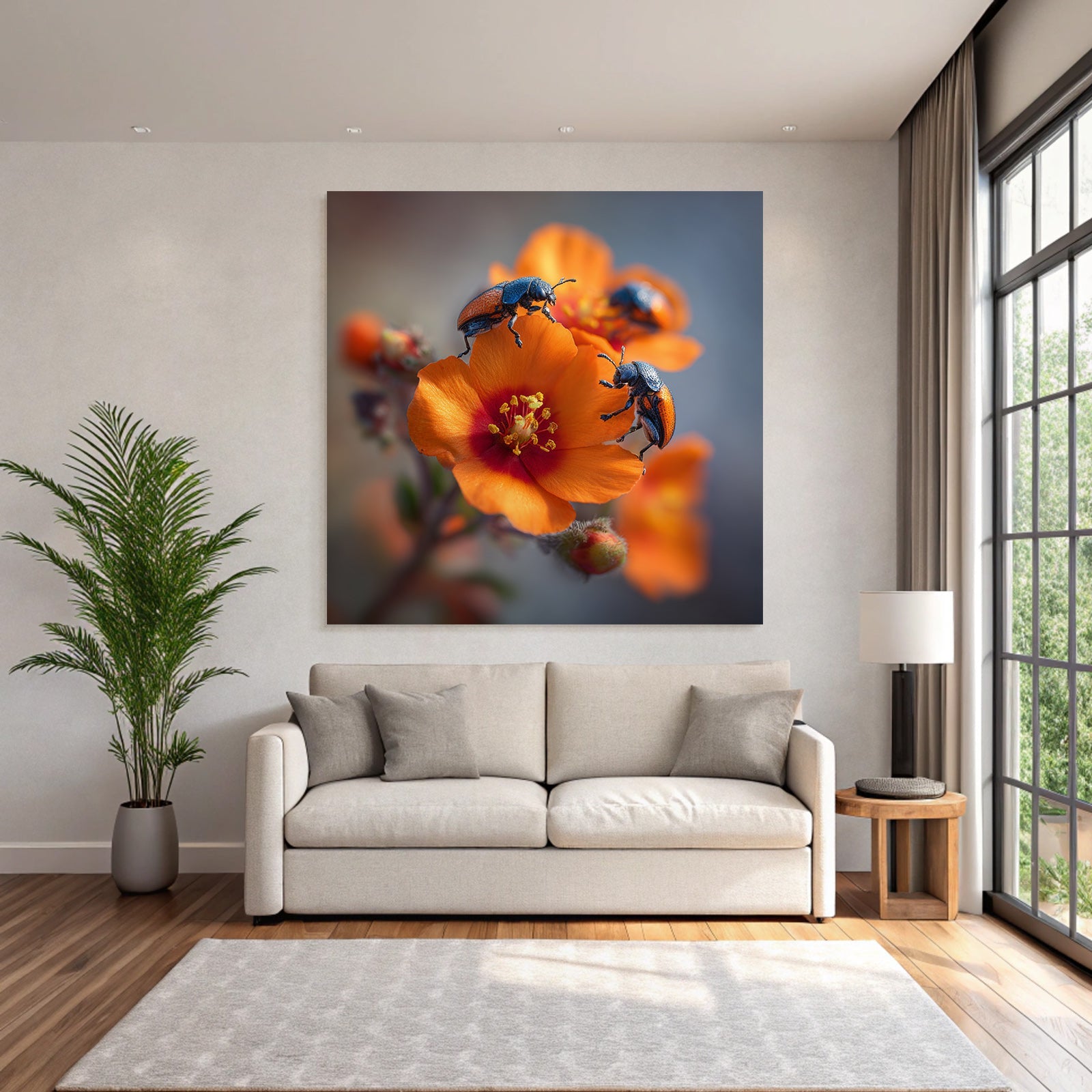 Mehrere Käfer Auf Einer Orangen Blume