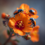 Mehrere Käfer Auf Einer Orangen Blume | Insekten und Amphibien | Tiere