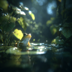 Nahaufnahme Des Frosches Im Wasser Umgeben Von Grünem Laub | Insekten und Amphibien | Tiere