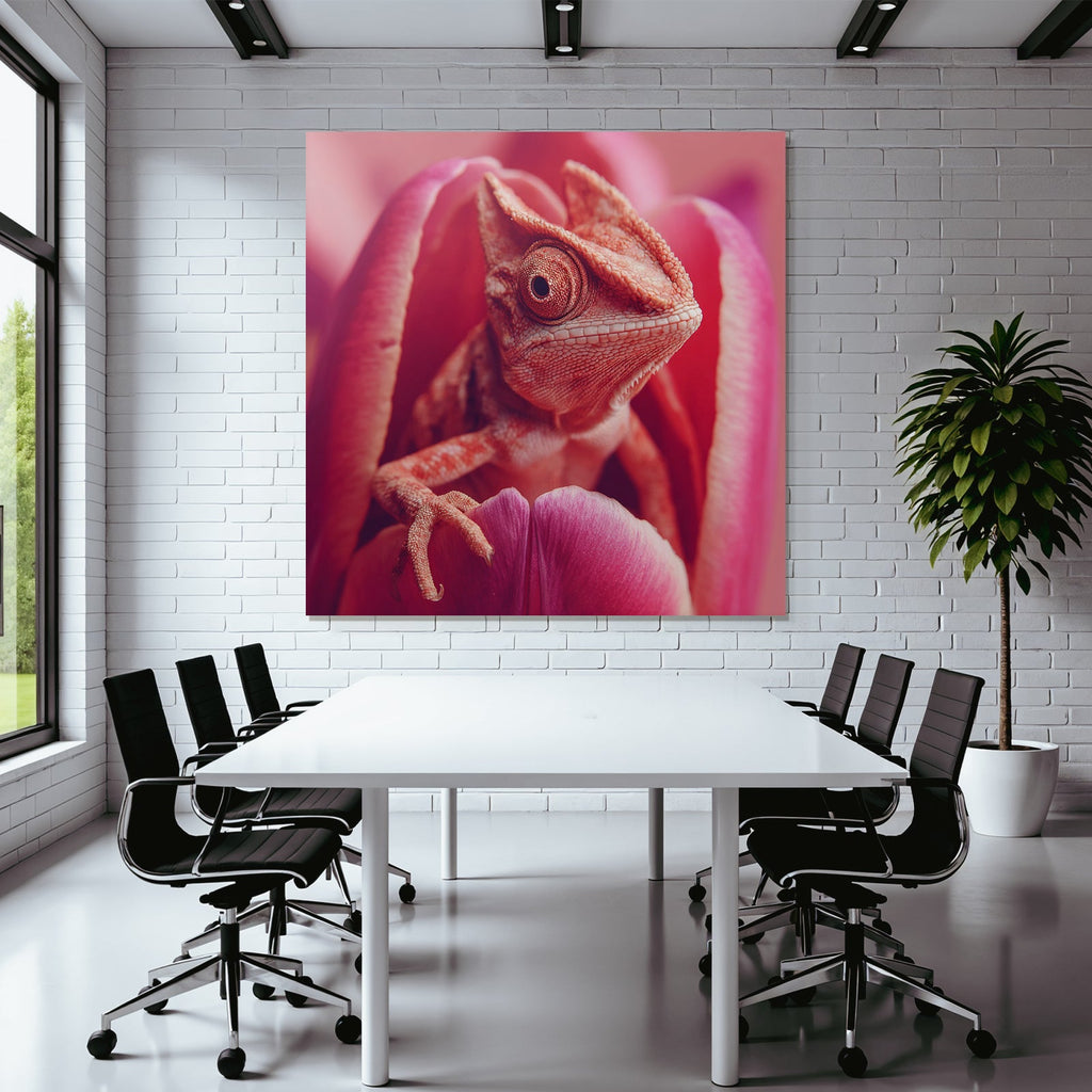 Nahaufnahme Echse Auf Rosa Blume