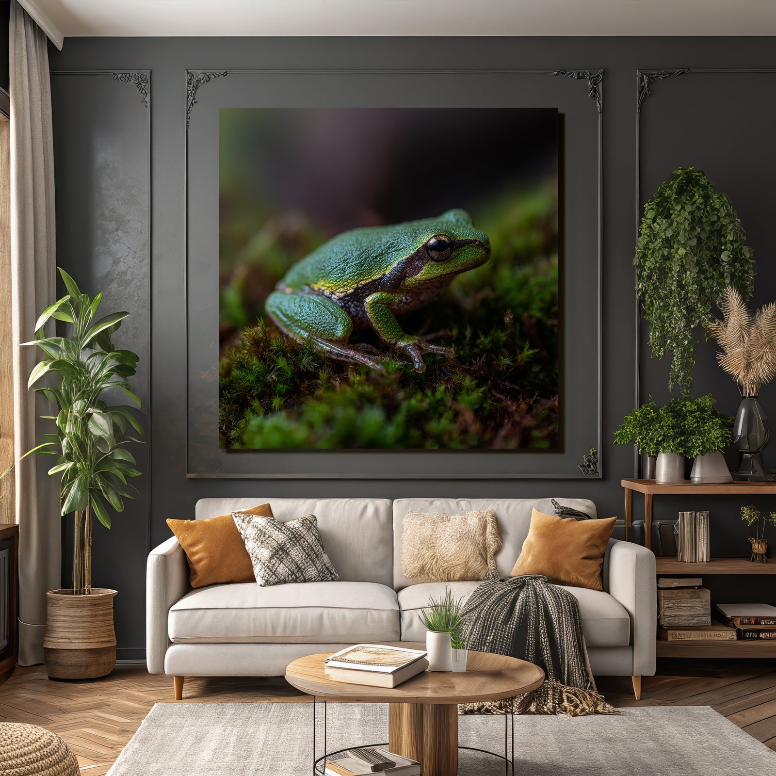 Nahaufnahme Eines Frosches Auf Moos