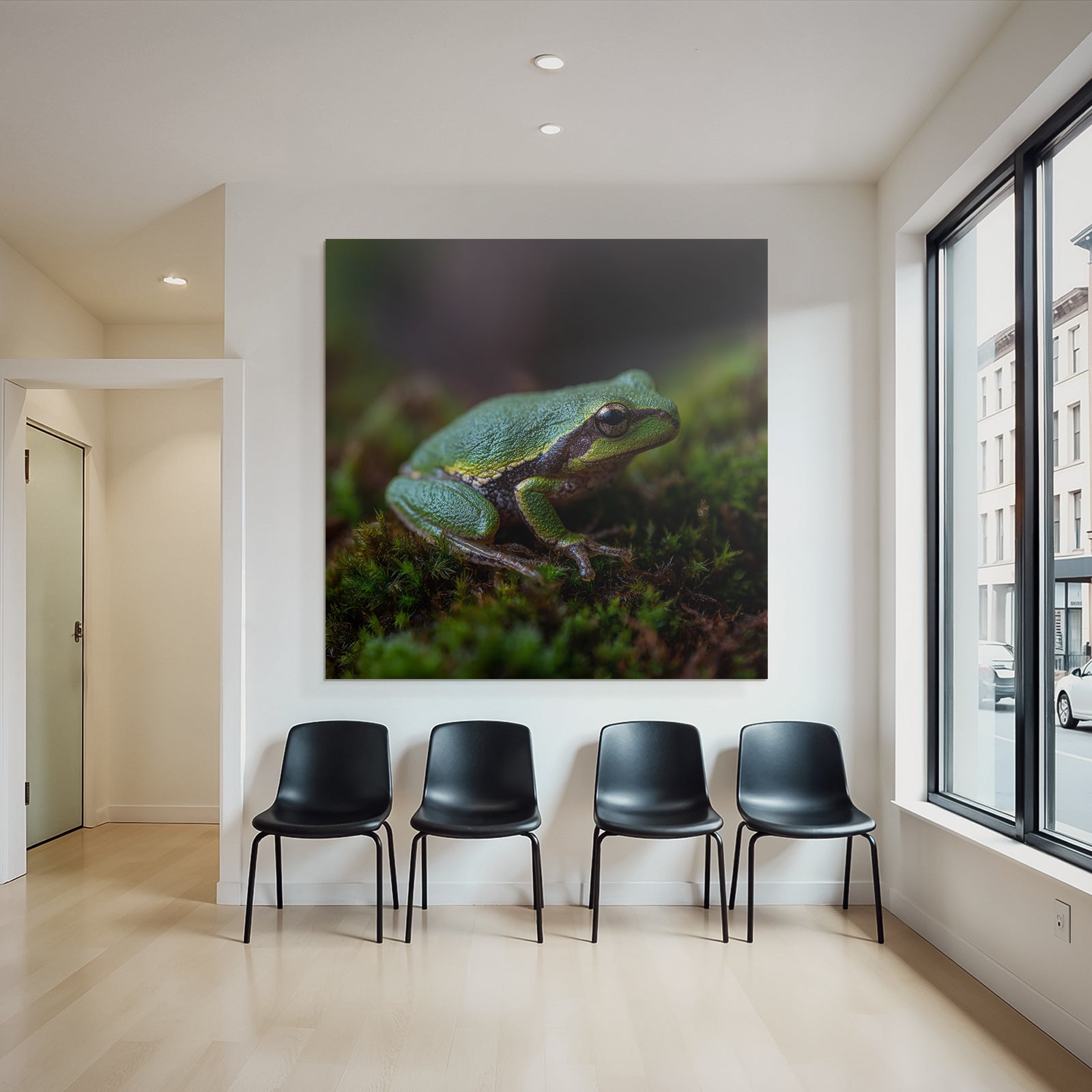 Nahaufnahme Eines Frosches Auf Moos