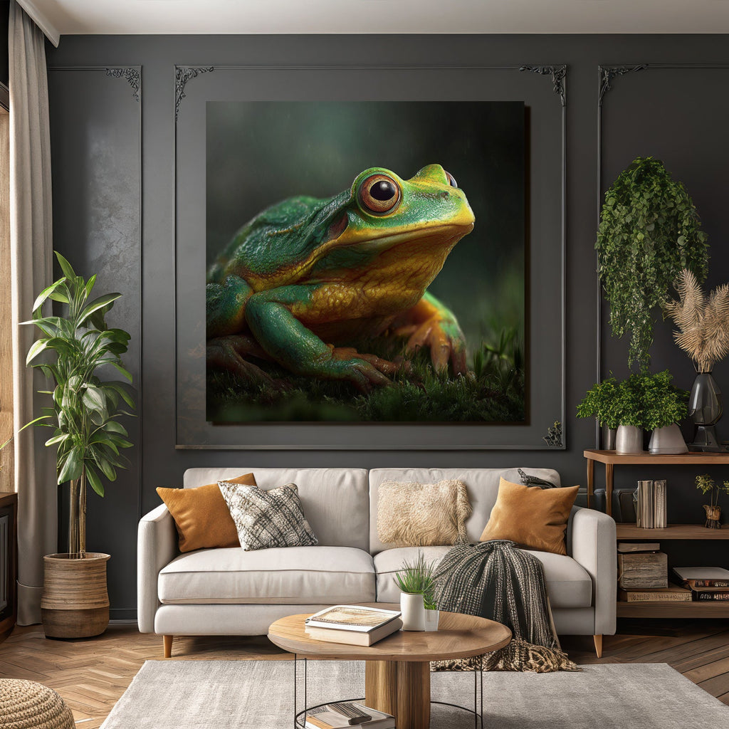 Nahaufnahme Grüner Frosch Auf Moos