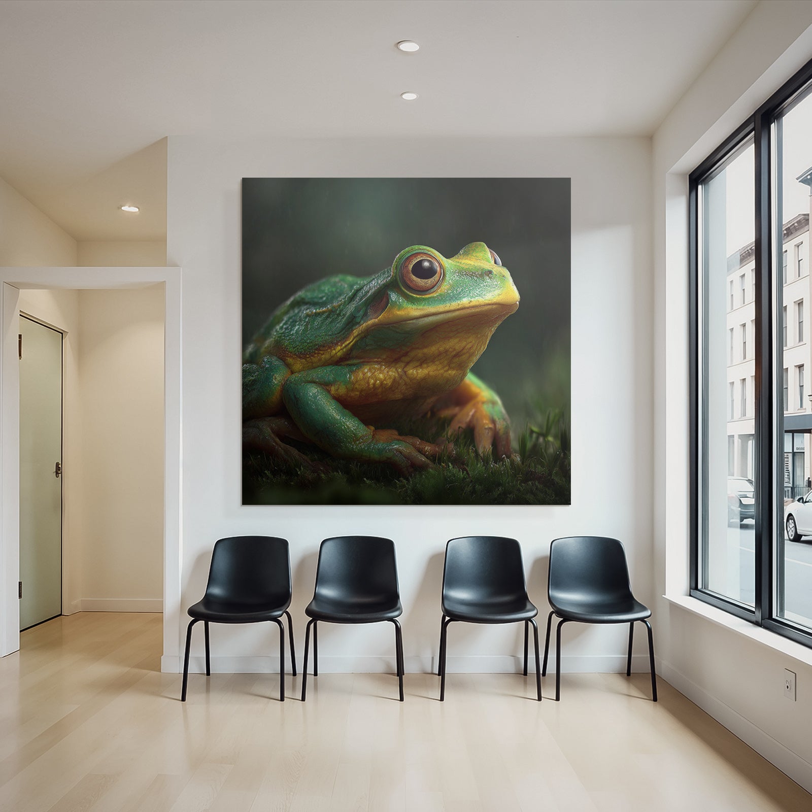Nahaufnahme Grüner Frosch Auf Moos