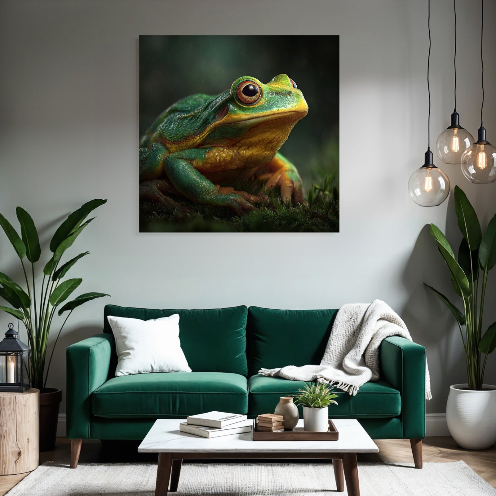 Nahaufnahme Grüner Frosch Auf Moos