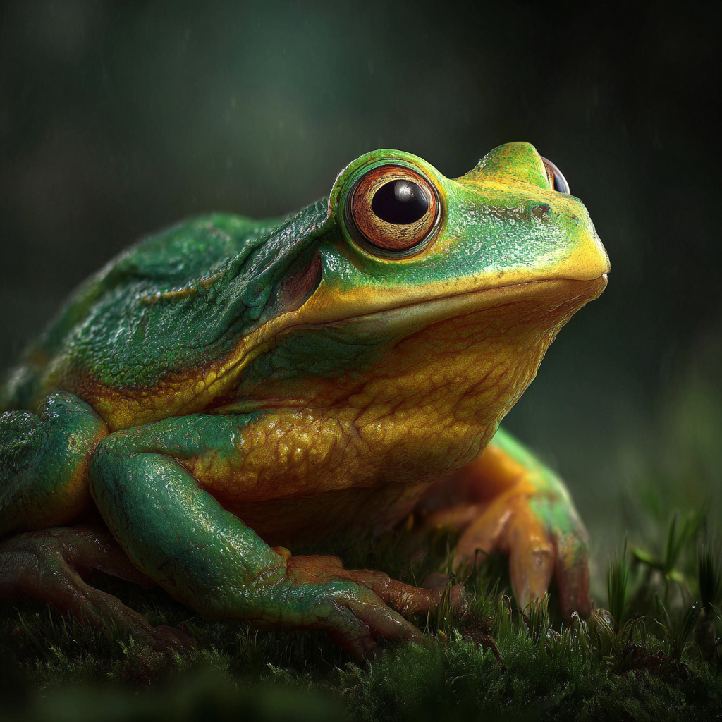 Nahaufnahme Grüner Frosch Auf Moos | Insekten und Amphibien | Tiere