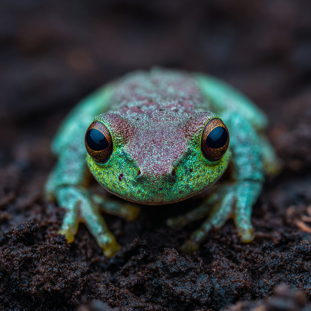 Nahaufnahme Grüner Frosch Vibrierende Farbnuancen Auf Dunklem Untergrund | Insekten und Amphibien | Tiere