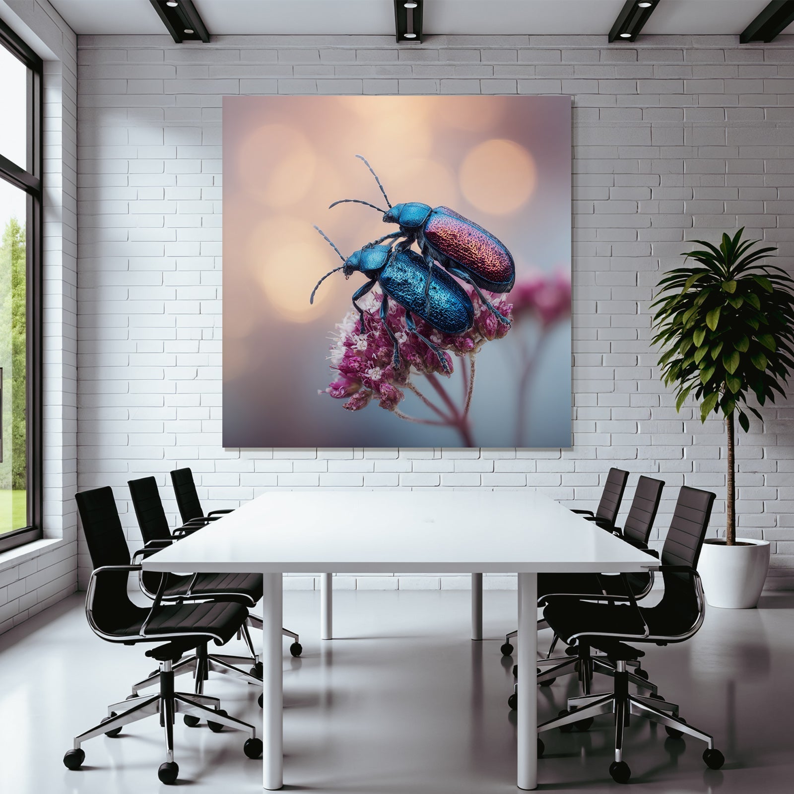 Paare Von Leuchtenden Käfern Auf Blume