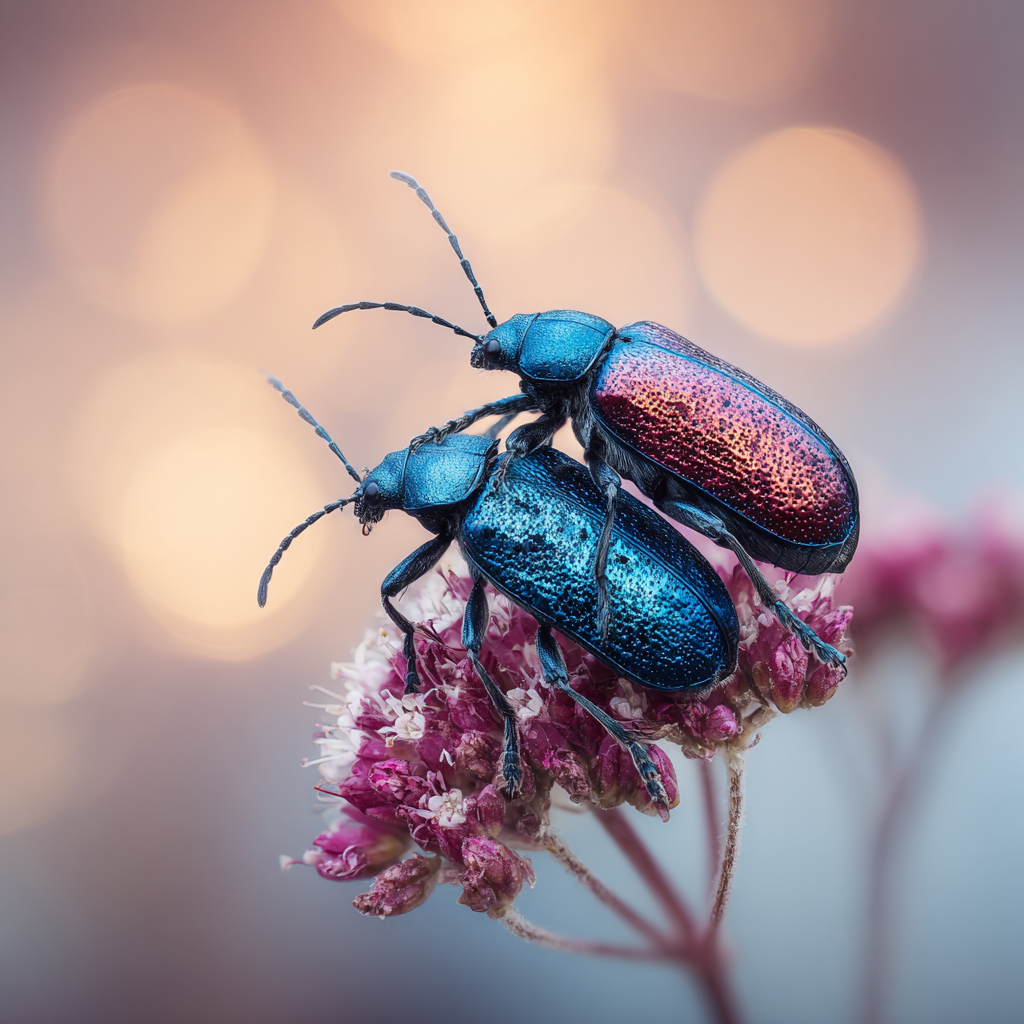 Paare Von Leuchtenden Käfern Auf Blume | Insekten und Amphibien | Tiere
