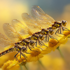 Reihe Von Libellen Auf Gelber Blume | Insekten und Amphibien | Tiere