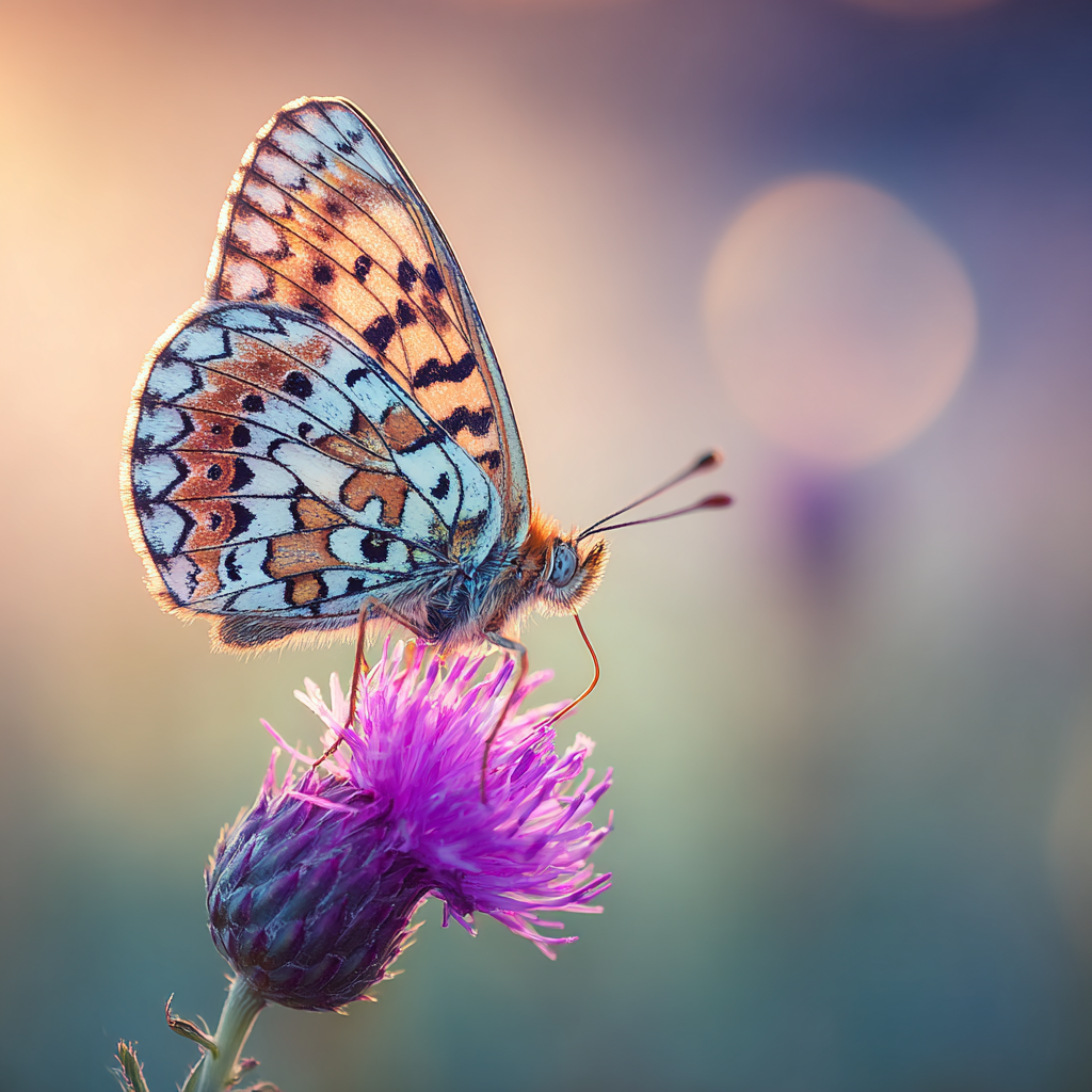Schmetterling Auf Lila Blume | Insekten und Amphibien | Tiere