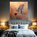 Schmetterling Auf Blume Mit Bunten Hintergrund