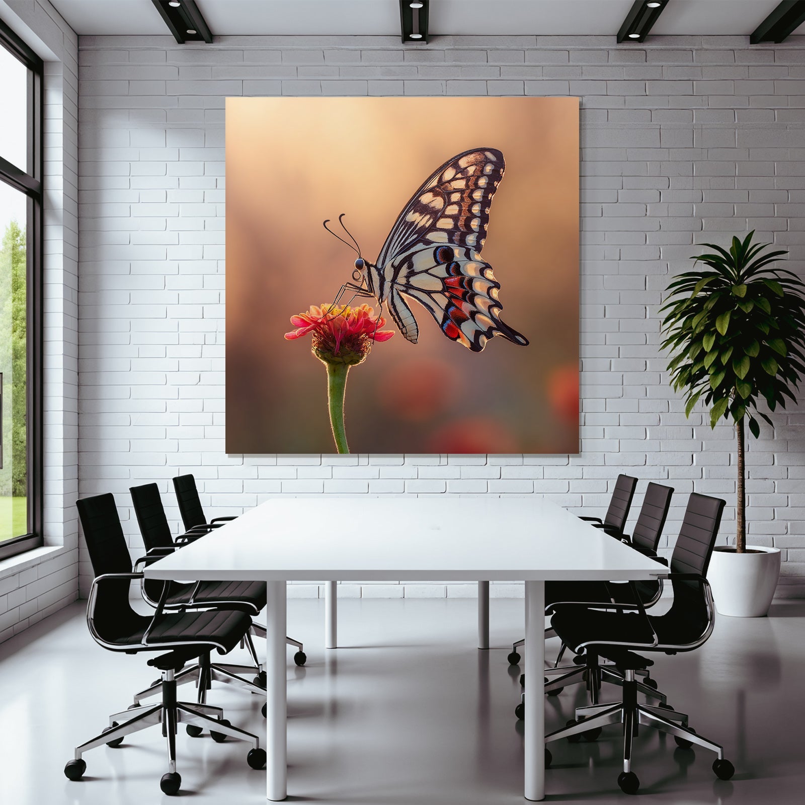 Schmetterling Auf Blume Mit Bunten Hintergrund
