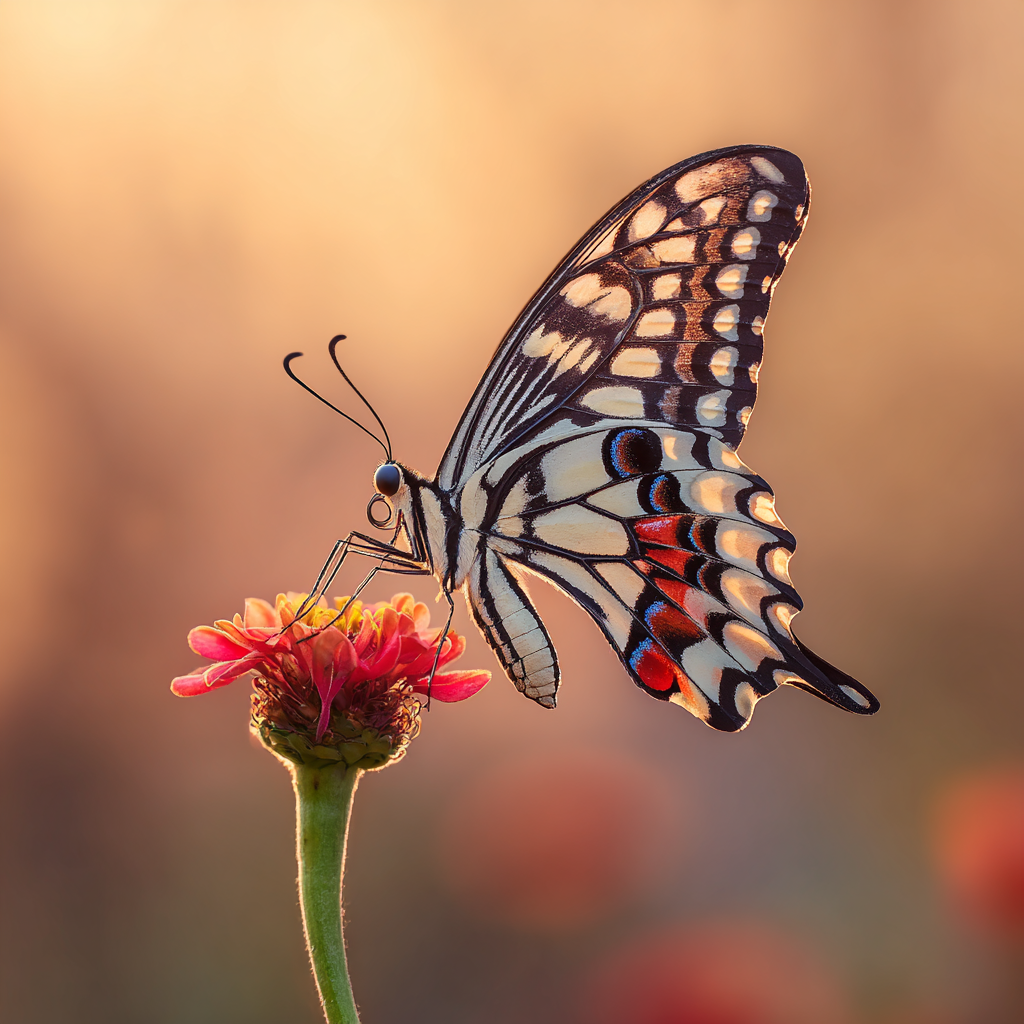 Schmetterling Auf Blume Mit Bunten Hintergrund | Insekten und Amphibien | Tiere