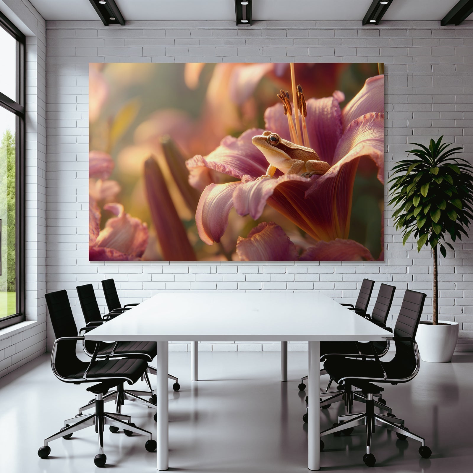 Frosch Auf Blume Umgeben Von Bunten Blumen