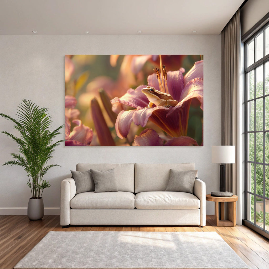 Frosch Auf Blume Umgeben Von Bunten Blumen