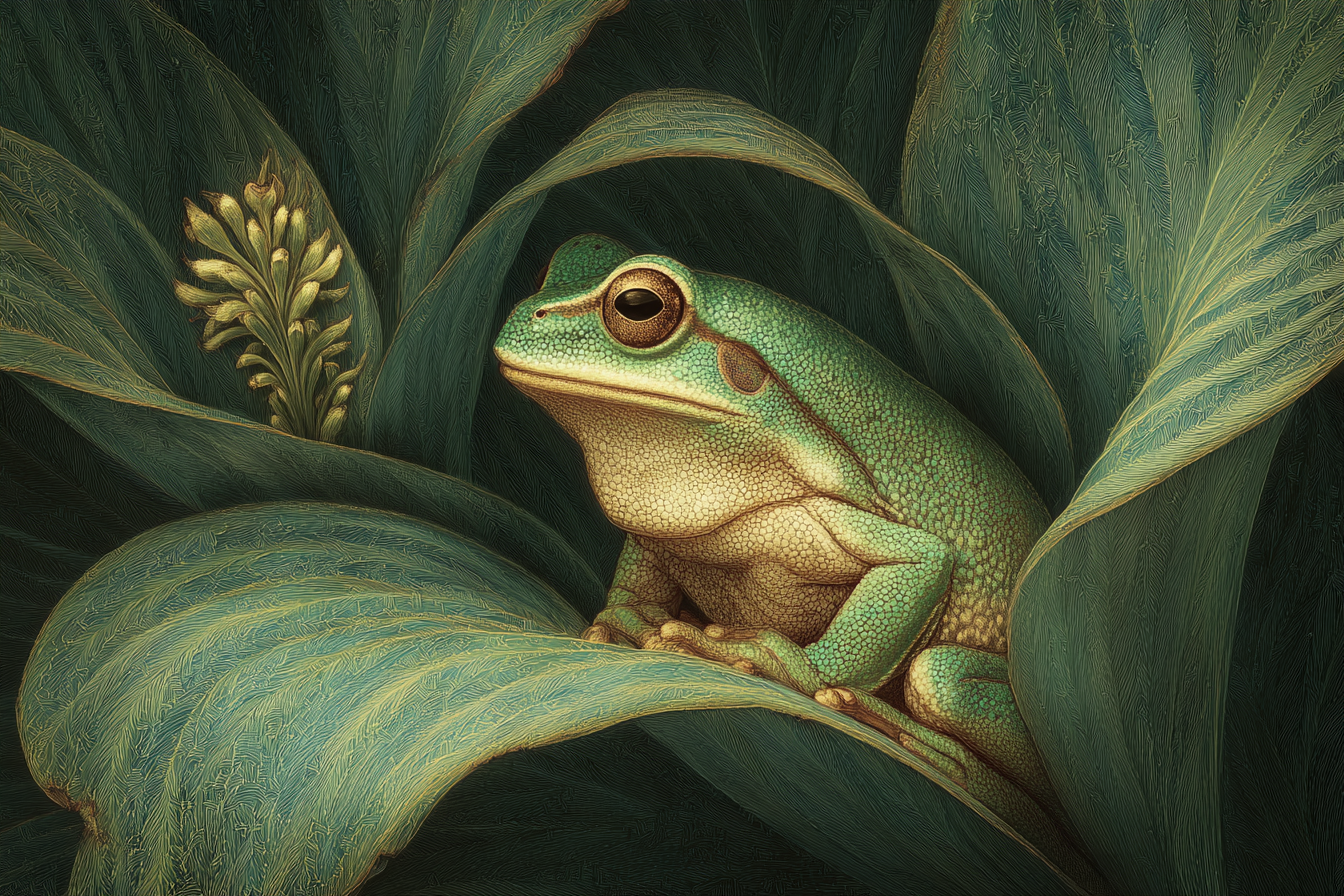 Frosch In Grünen Blättern | Insekten und Amphibien | Tiere