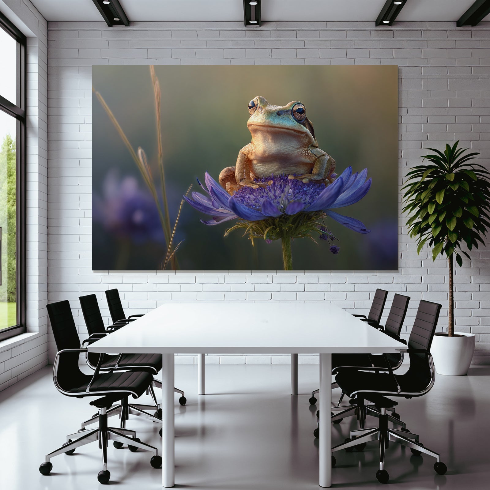 Frosch Sitzt Auf Einer Lila Blume
