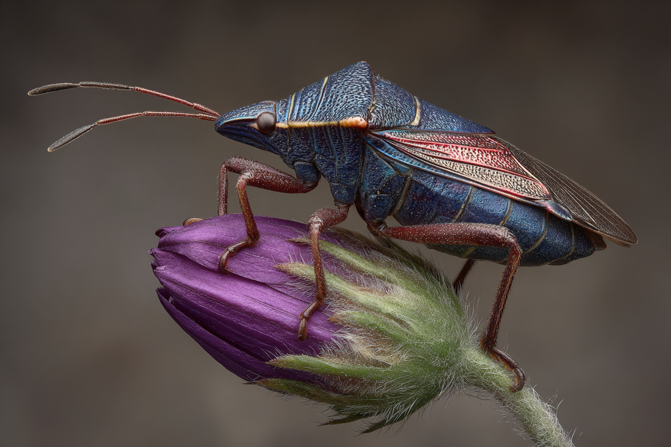 Makroaufnahme Farbenfrohes Insekt Auf Blutenknospe | Insekten und Amphibien | Tiere