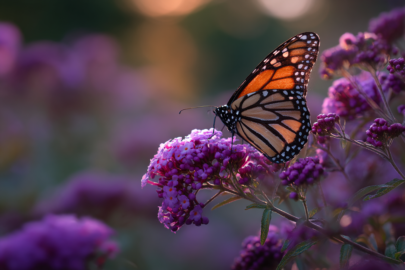Monarchfalter Auf Lila Blumen | Insekten und Amphibien | Tiere
