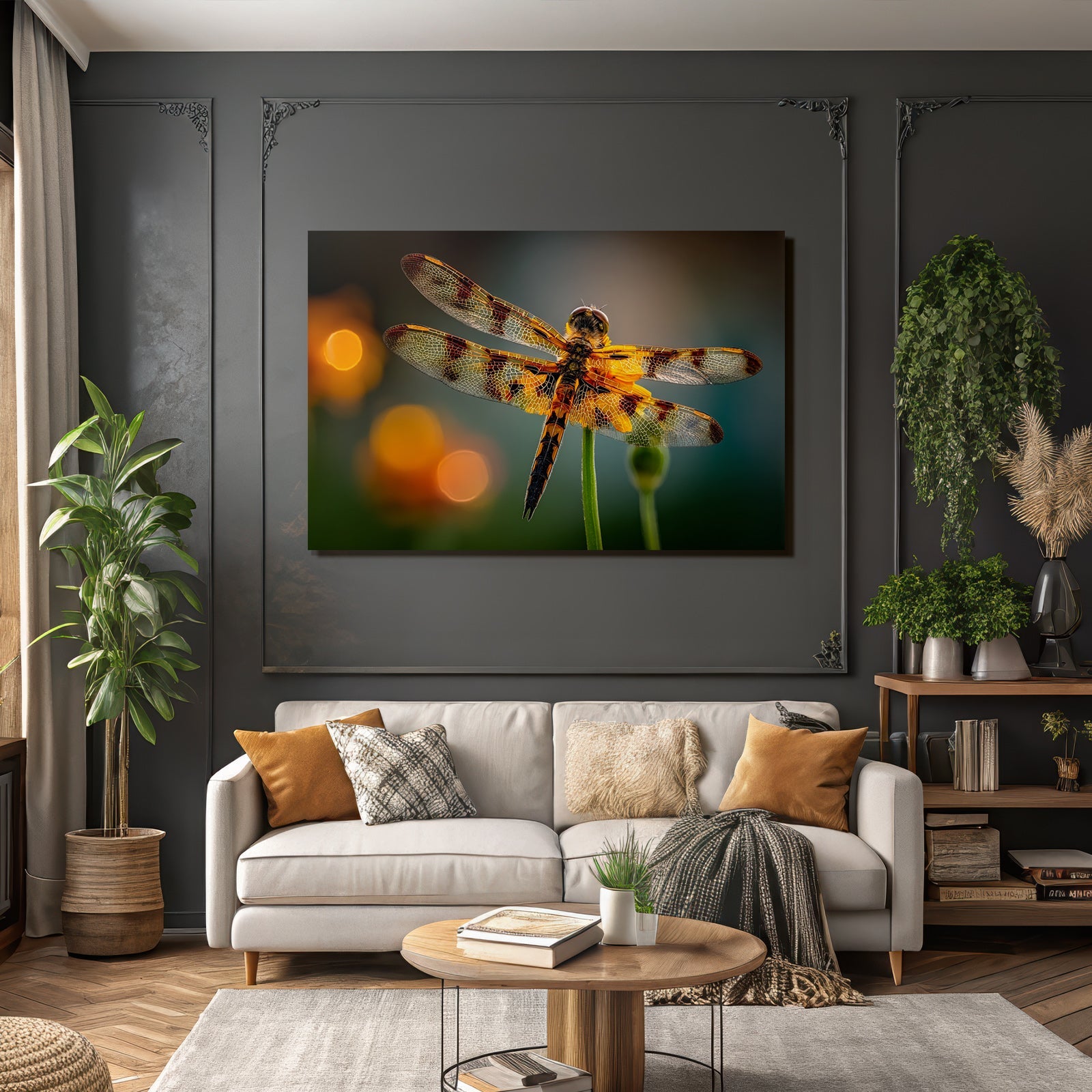 Nahaufnahme Drachenfliege Am Gelben Blume