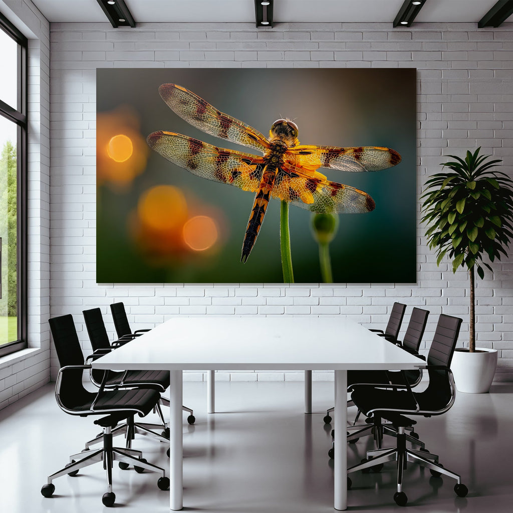 Nahaufnahme Drachenfliege Am Gelben Blume