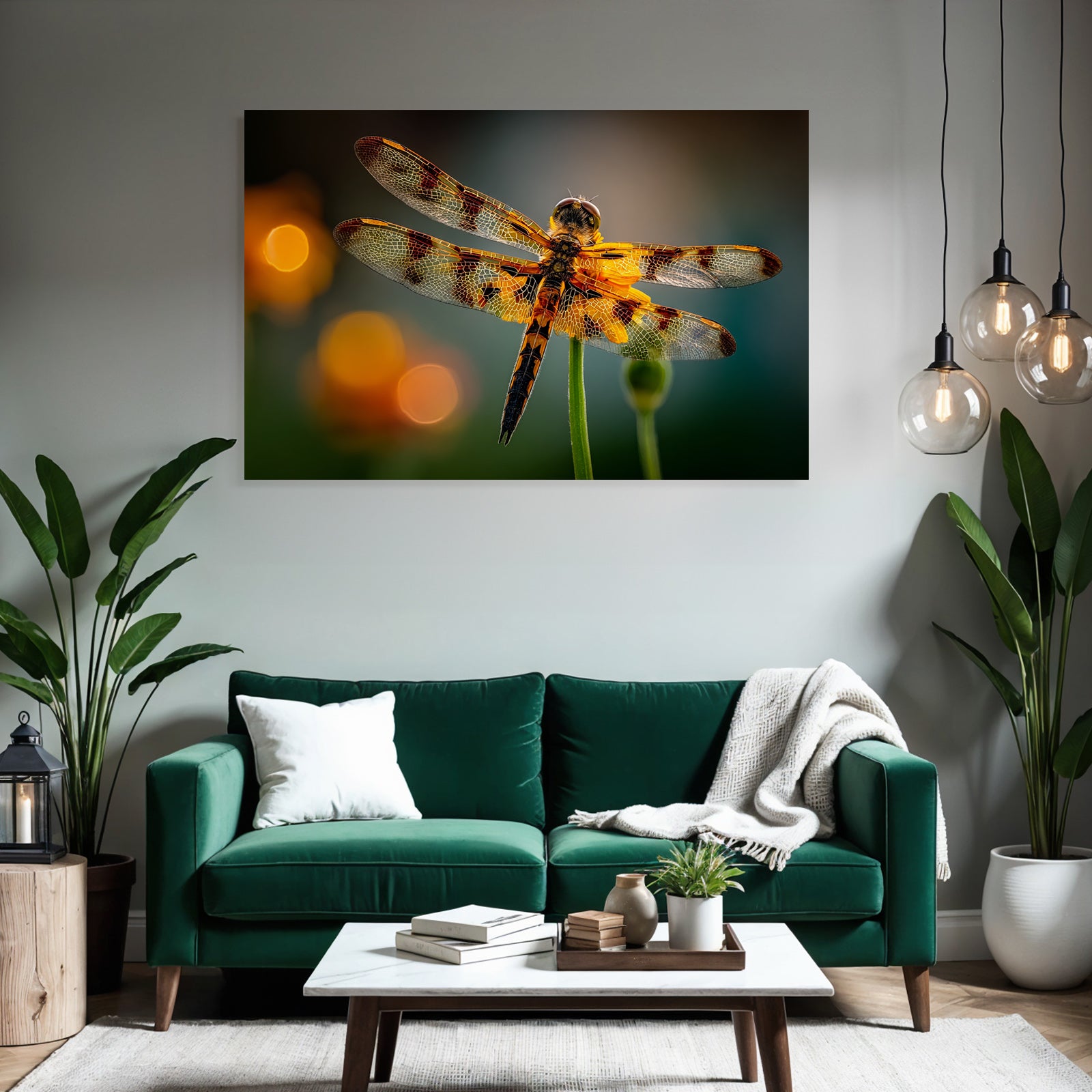 Nahaufnahme Drachenfliege Am Gelben Blume