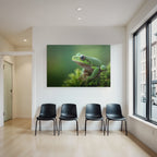 Nahaufnahme Eines Grünen Frosches Auf Moos