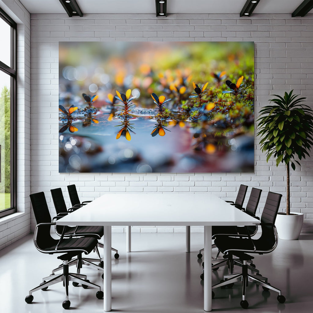 Nahaufnahme Von Blumen Und Pflanzen Auf Wasseroberfläche