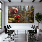 Rote Blumen Und Libelle Im Feuchtgebiet