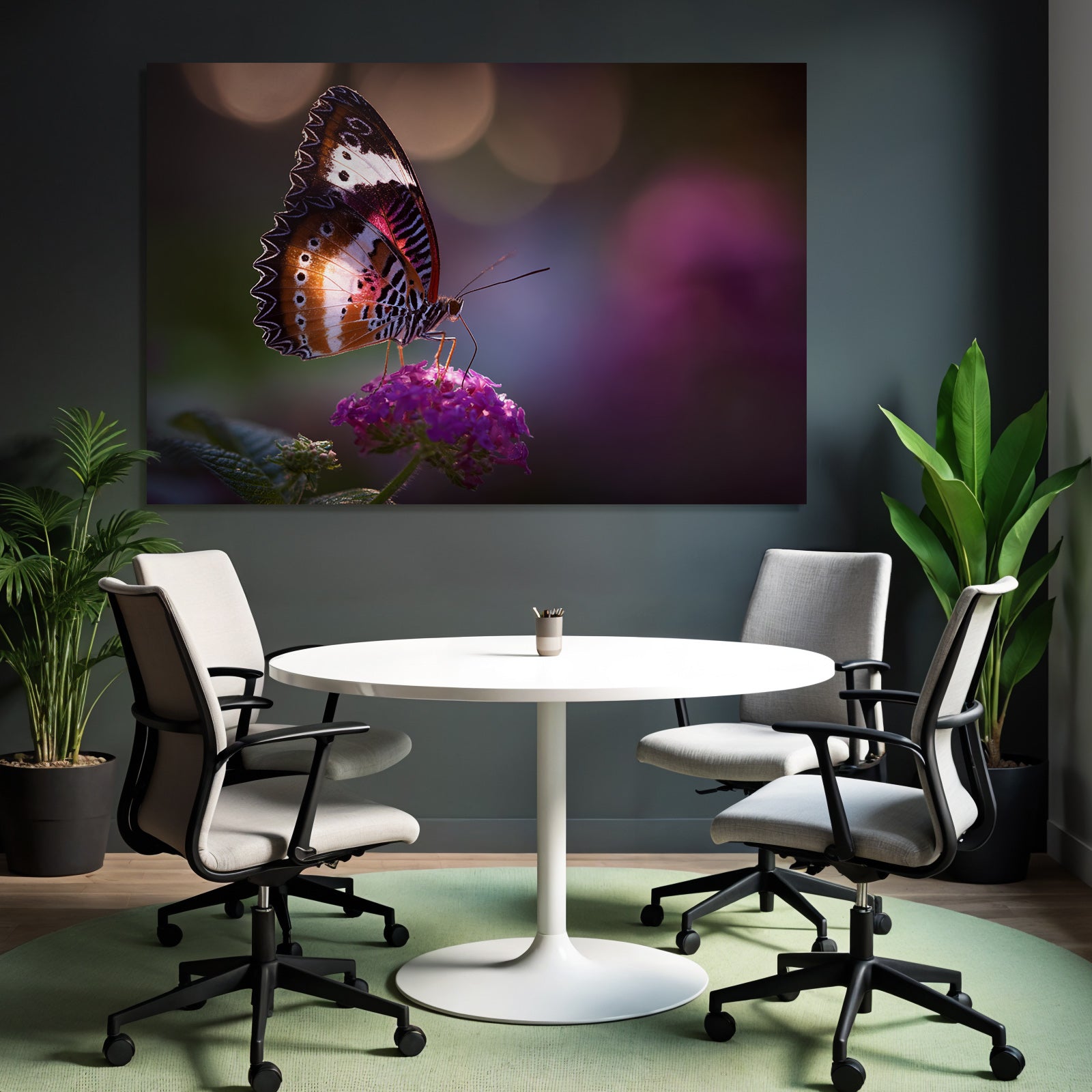 Schmetterling Auf Blume Mit Leuchtenden Farben