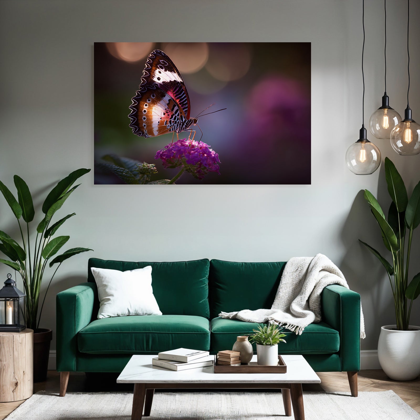 Schmetterling Auf Blume Mit Leuchtenden Farben