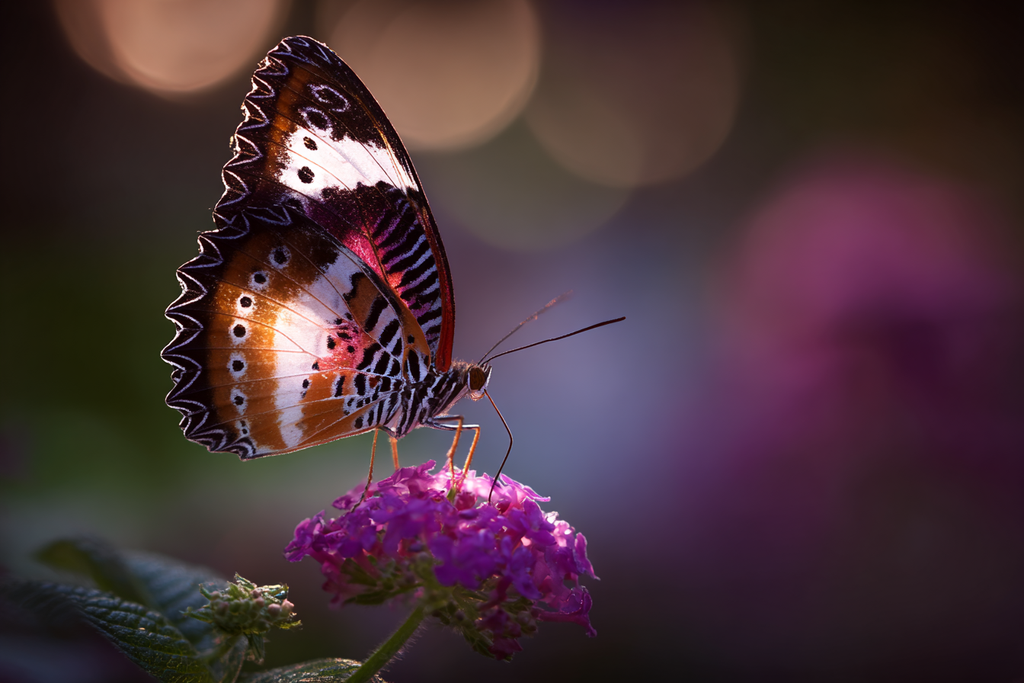 Schmetterling Auf Blume Mit Leuchtenden Farben | Insekten und Amphibien | Tiere