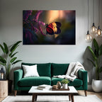 Schmetterling Auf Blume Mit Leuchtenden Orange Gelb Schwarz Flü