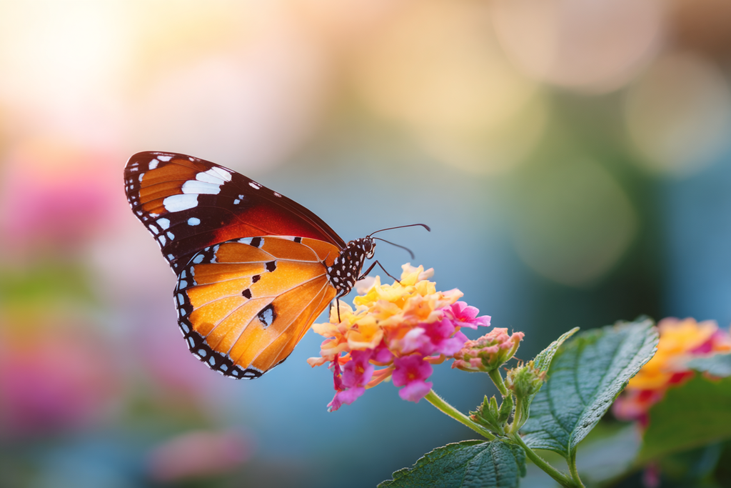 Schmetterling Auf Farbenfroher Blume | Insekten und Amphibien | Tiere