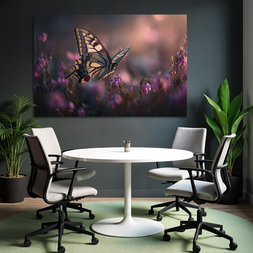 Schmetterling Auf Rosa Blumen Unscharfer Hintergrund
