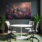Schmetterling Auf Rosa Blumen Unscharfer Hintergrund