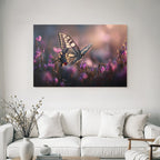 Schmetterling Auf Rosa Blumen Unscharfer Hintergrund