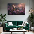 Schmetterling Auf Rosa Blumen Unscharfer Hintergrund