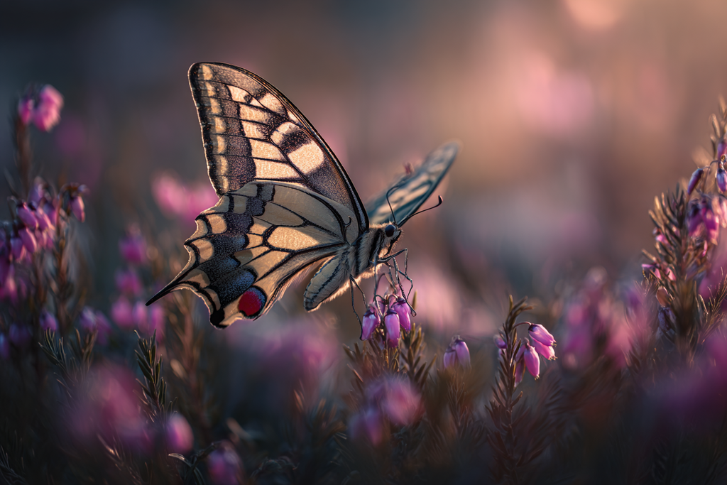 Schmetterling Auf Rosa Blumen Unscharfer Hintergrund | Insekten und Amphibien | Tiere