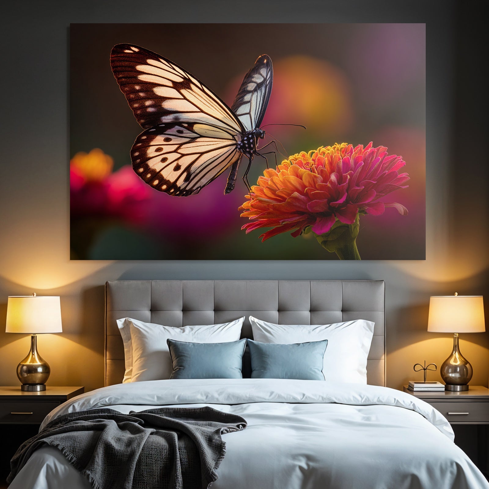 Schmetterling Sitzt Auf Einer Leuchtenden Blume