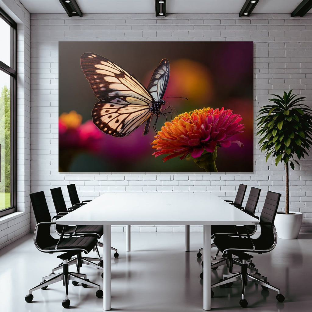 Schmetterling Sitzt Auf Einer Leuchtenden Blume