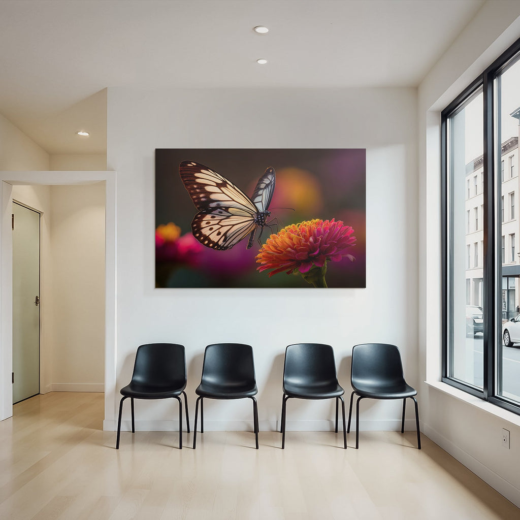 Schmetterling Sitzt Auf Einer Leuchtenden Blume